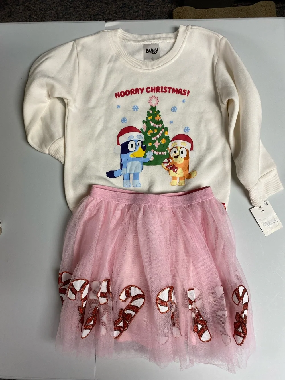 Kids Christmas Bluey Sweatshirt &  Tulle Dress - NWT. Size 4T